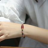Candy Tourmaline Strawberry Crystal Pixiu Bracelet