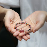 Candy Tourmaline Strawberry Crystal Pixiu Bracelet