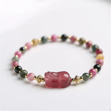 Candy Tourmaline Strawberry Crystal Pixiu Bracelet