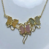 Tourmaline Butterfly Necklace Pendant Healing Gemstone Charm Choker Gift