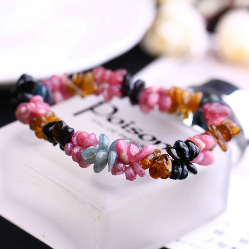 Tourmaline Crystal Gravel Bracelet Colorful Original Hand String