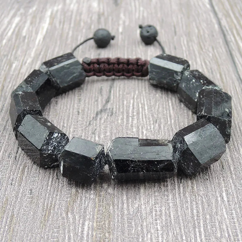 Tourmaline Double Point Beads Bracelet Hand-knitted Strand