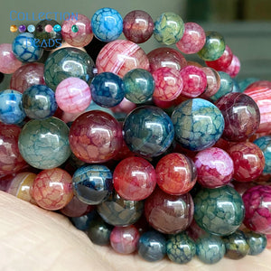 Natural Tourmaline Dragon Veins Agates Stone Beads for Jewelry Making