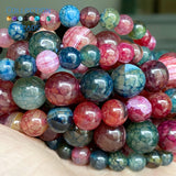 Natural Tourmaline Dragon Veins Agates Stone Beads for Jewelry Making