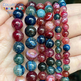 Natural Tourmaline Dragon Veins Agates Stone Beads for Jewelry Making