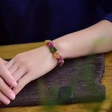 Natural Tourmaline Gravel Crystal Braid Bracelet
