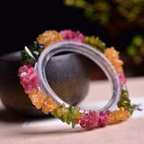 Natural Tourmaline Gravel Crystal Braid Bracelet