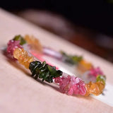 Natural Tourmaline Gravel Crystal Braid Bracelet
