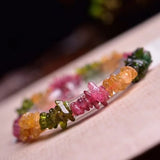 Natural Tourmaline Gravel Crystal Braid Bracelet