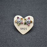 Natural Tourmaline Snowflake Shape Gemstone Stud Earrings 925 Silver Girl Woman