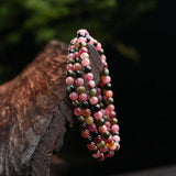 4mm Tourmaline Stone Bracelet Layers Crystal Beads Women Beauty Jewelry