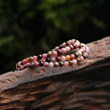 4mm Tourmaline Stone Bracelet Layers Crystal Beads Women Beauty Jewelry