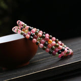 4mm Tourmaline Stone Bracelet Layers Crystal Beads Women Beauty Jewelry