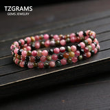 4mm Tourmaline Stone Bracelet Layers Crystal Beads Women Beauty Jewelry