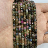 Tourmalines Cube Faceted StoneBeads 4mm Fashione Crystal DIY GemBeads