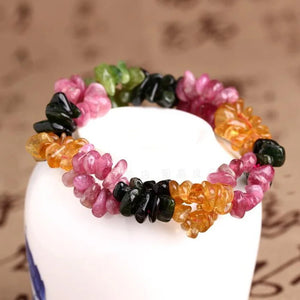 Tourmalines Stone Double Chain Bracelet, Crystal Women Jewelry
