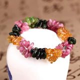 Tourmalines Stone Double Chain Bracelet, Crystal Women Jewelry
