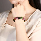 Tourmalines Stone Double Chain Bracelet, Crystal Women Jewelry