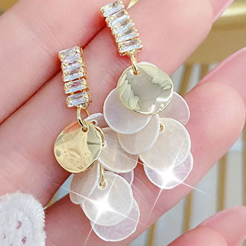 Shell Ear Studs Translucent Earrings Metal Glamour Accessories