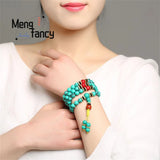 Natural Turquoise Buddha Bead Bracelet Fine Jewelry Charms Couple Bangle
