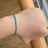 Natural Turquoise Beads Bracelet For Women Adjustable Length 3mm Small Beads
