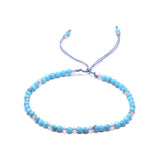 Natural Turquoise Beads Bracelet For Women Adjustable Length 3mm Small Beads