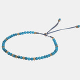 Natural Turquoise Beads Bracelet For Women Adjustable Length 3mm Small Beads