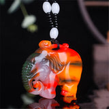 Natural Turquoise Elephant Jade Pendant Lucky Necklace