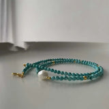 Turquoise Pearl Beads Necklace Pendant Emotional Calming Blessing Pray