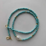 Turquoise Pearl Beads Necklace Pendant Emotional Calming Blessing Pray