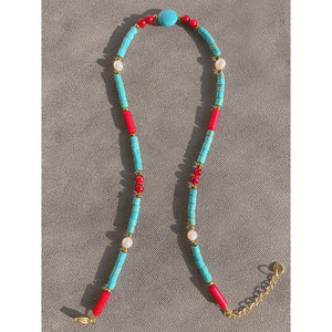 18K Plated Turquoise Necklace Waterproof Stainless Steel Jewelry