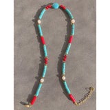 18K Plated Turquoise Necklace Waterproof Stainless Steel Jewelry