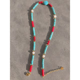 18K Plated Turquoise Necklace Waterproof Stainless Steel Jewelry