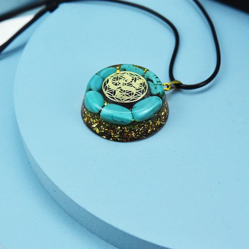 Natural Turquoise Orgone Pendant Wicca Reiki Healing Meditation