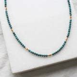 Turquoise Stone Bead Choker Necklace Bracelet Set for Women