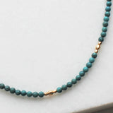 Turquoise Bead Choker Necklace Bracelet Set for Women