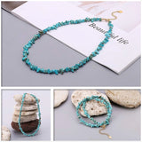Turquoise Stone Bead Choker Necklace Bracelet Bridal Jewelry Collar