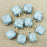 Turquoise Stone Pendants Golden Winding Charms DIY Jewelry Accessories