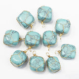 Turquoise Stone Pendants Golden Winding Charms DIY Jewelry Accessories