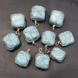 Turquoise Stone Pendants Golden Winding Charms DIY Jewelry Accessories