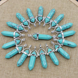 Turquoise Stone Pillar Point Pendants Necklace Jewelry Making 24PCS