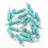 Turquoise Stone Pillar Point Pendants Necklace Jewelry Making 24PCS