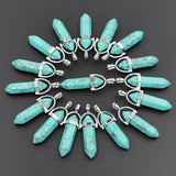 Turquoise Stone Pillar Point Pendants Necklace Jewelry Making 24PCS