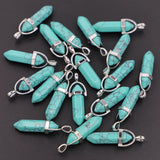 Turquoise Stone Pillar Point Pendants Necklace Jewelry Making 24PCS