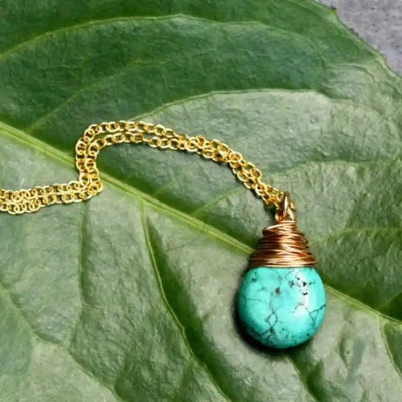 Turquoise Wrap Pendant+Chain Chakra Colorful Meditation Wrist