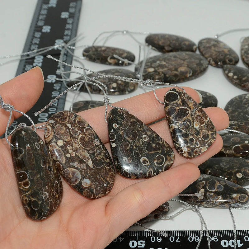 Natural Turritella Agate Mixed Irregular Pendants 30-50mm