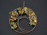 Unakite Reiki Chakra Chip Beads Tree of Life Pendant Necklace
