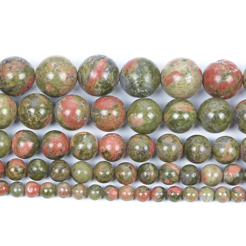 Unakite Stone Beads Charm Round Loose Beads Jewelry Making DIY Necklace Bracelet