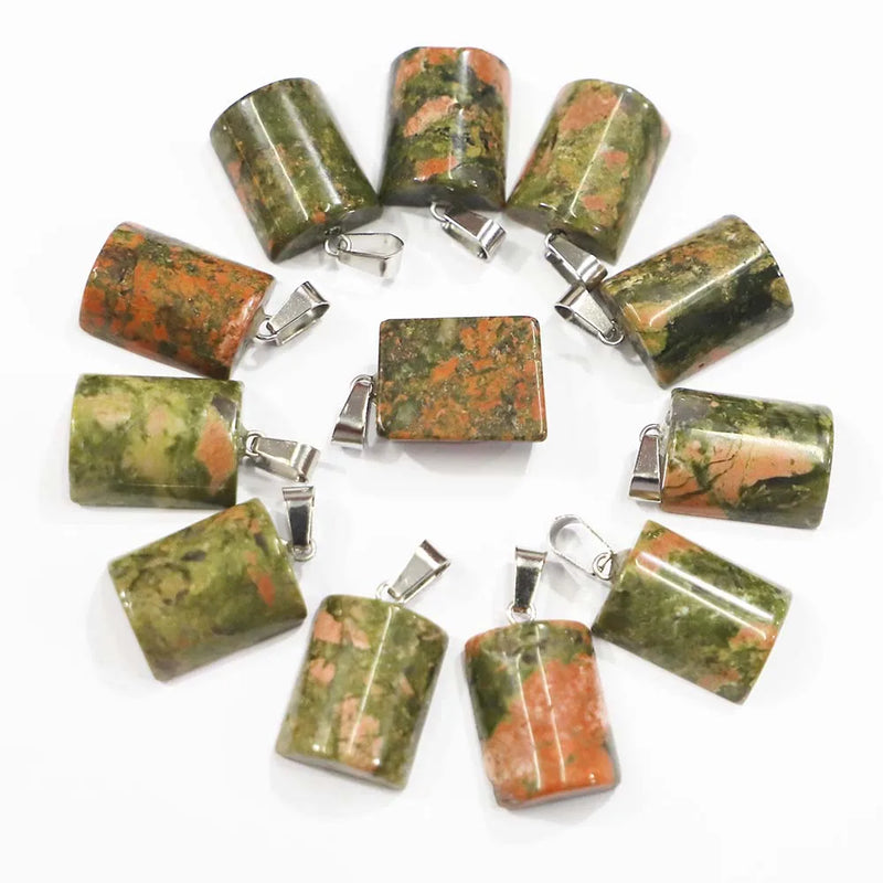 Unakite Stone Semi Pendant Precious Crystal Reiki Charms Necklace