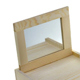 Small Wooden Jewelry Box Chest with Glass Mirror